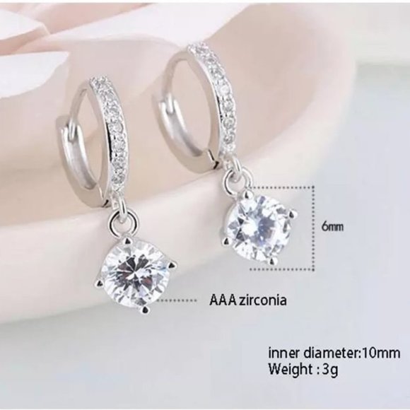 New Sterling Silver Huggie Hoop Crystal Earrings - Picture 4 of 9